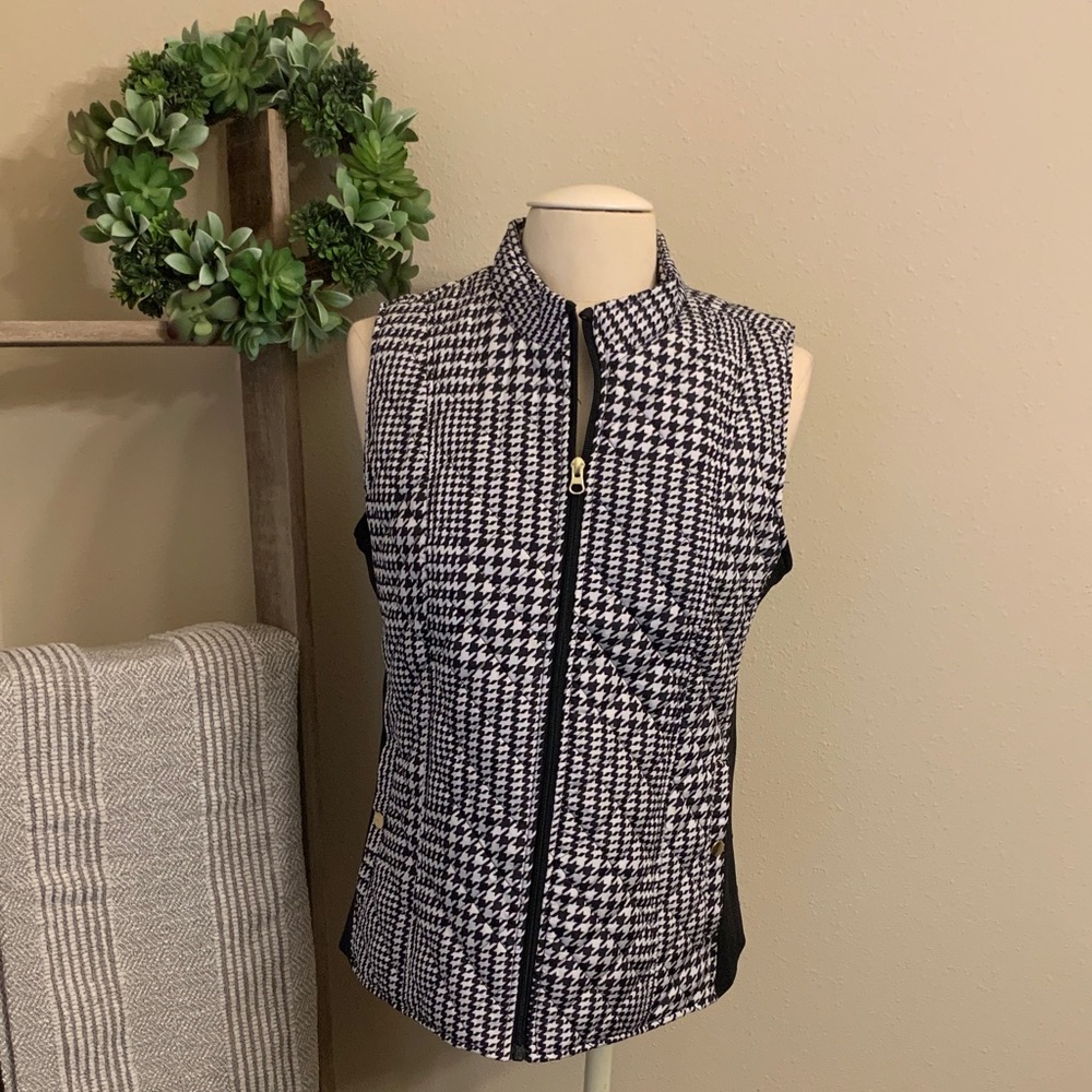 Kim Rogers plaid ribbed vest